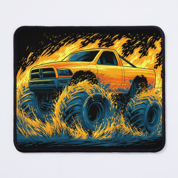Item preview, Yellow 4x4 Truck Speeding in Flames designed and sold by Piotrek0001.