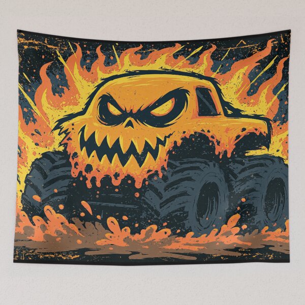 Item preview, Orange Skull Face Monster Truck in Fire designed and sold by Piotrek0001.