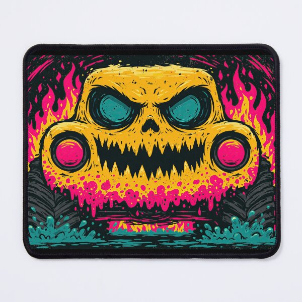 Item preview, Neon Orange Skull Car Face in Flames designed and sold by Piotrek0001.