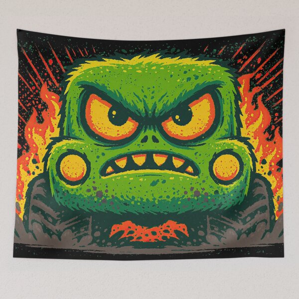 Item preview, Angry Green Block Car Face in Flames designed and sold by Piotrek0001.
