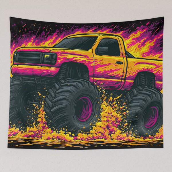 Item preview, Pink and Yellow Monster Truck Mud Racing designed and sold by Piotrek0001.