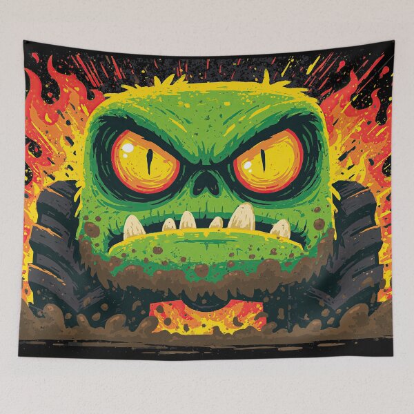 Item preview, Green Glowing Eyes Car Face in Fire designed and sold by Piotrek0001.