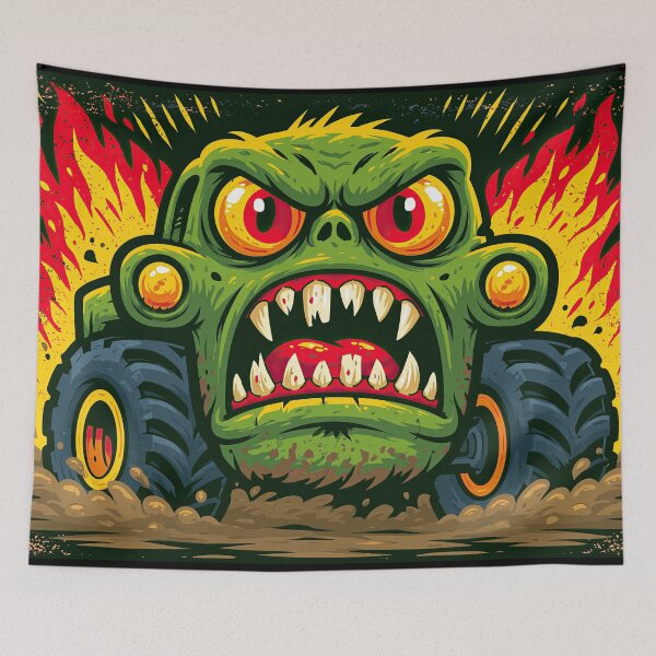 Item preview, Orange Angry Monster Truck Face in Flames designed and sold by Piotrek0001.
