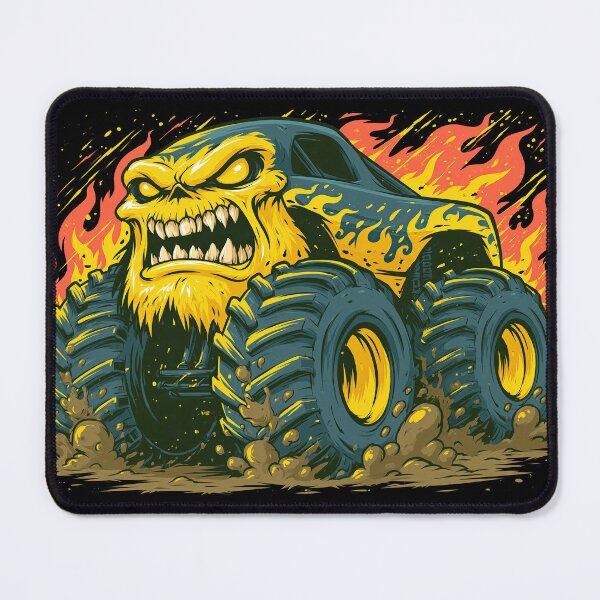Item preview, Yellow and Blue Monster Truck in Flames designed and sold by Piotrek0001.