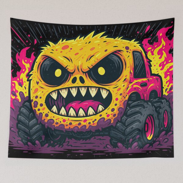 Item preview, Yellow Angry Skull Face Monster Truck designed and sold by Piotrek0001.