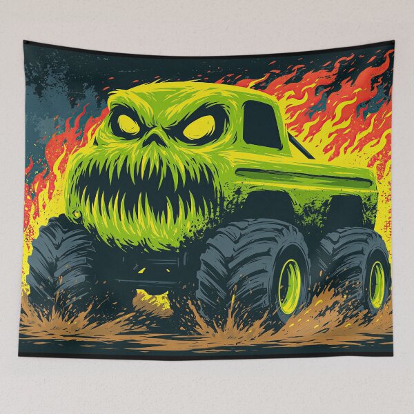 Item preview, Green and Purple Fiery Monster Truck designed and sold by Piotrek0001.