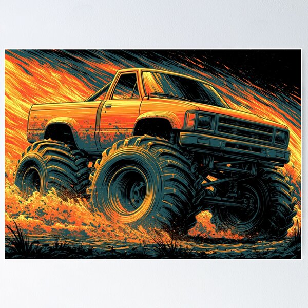 Item preview, Brown and Orange Monster Truck in Dust designed and sold by Piotrek0001.