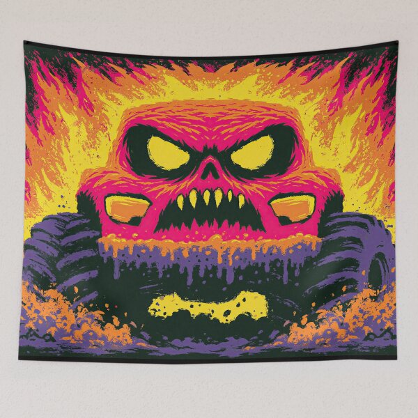 Item preview, Neon Pink and Red Angry Skull Car Face designed and sold by Piotrek0001.