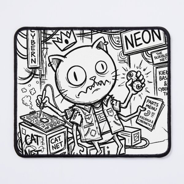Item preview, Cyber Cat Mechanic - Grill & Cybernetics Scribble Art designed and sold by MCVersa2026.