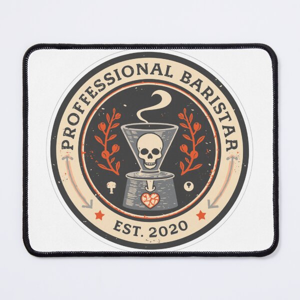 Item preview, Professional Barista Skull Vintage Coffee Badge - Est 2020 designed and sold by SandiCreative.