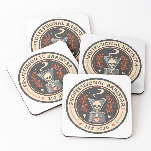 Item preview, Professional Barista Skull Vintage Coffee Badge - Est 2020 designed and sold by SandiCreative.