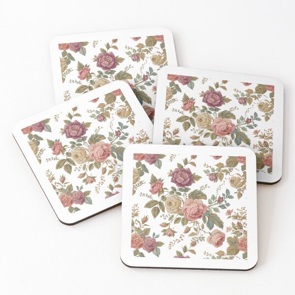 Item preview, Vintage Floral Rose Pattern on Black Background | Elegant Botanical Coquette Art designed and sold by Joyfulfabric.