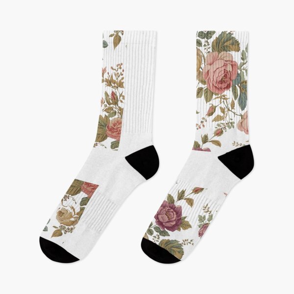 Item preview, Vintage Floral Rose Pattern on Black Background | Elegant Botanical Coquette Art designed and sold by Joyfulfabric.