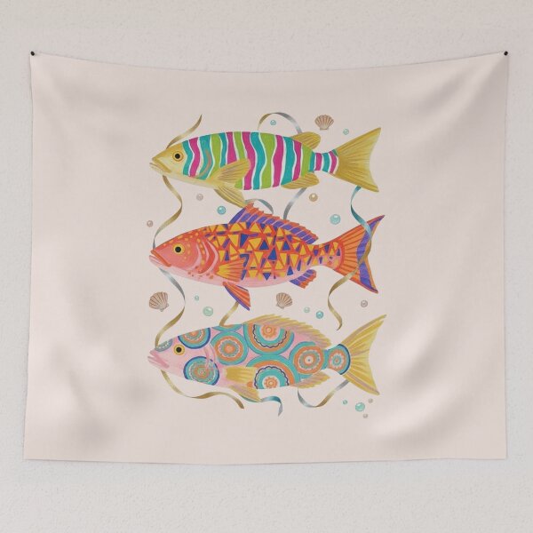 Item preview, Colorful Maximalist Tropical Fish Trio designed and sold by toongstudio.