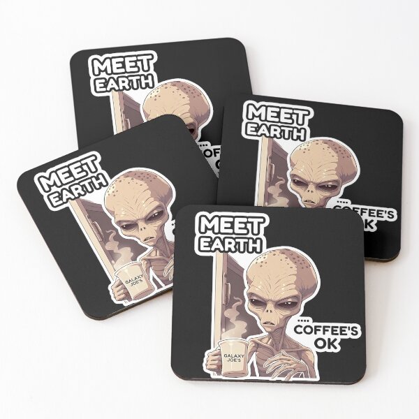 Item preview, Alien Needs Coffee Funny Sci-Fi Sticker designed and sold by KreativKulture.