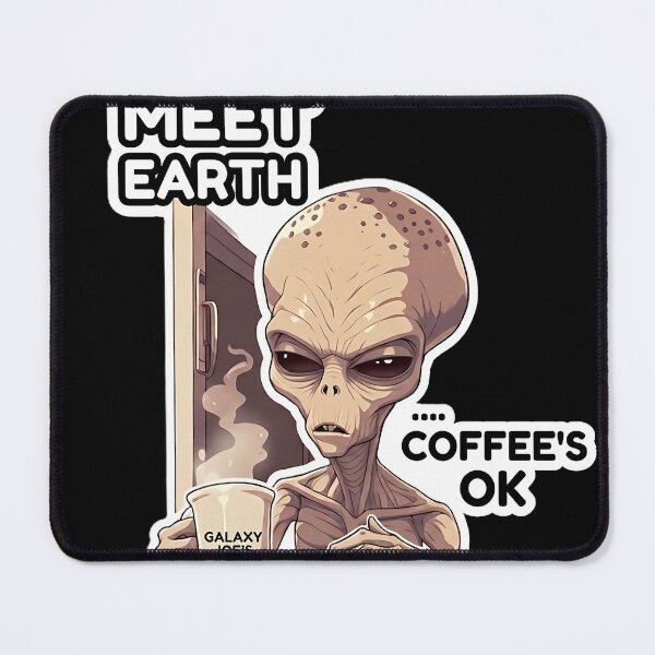 Item preview, Alien Needs Coffee Funny Sci-Fi Sticker designed and sold by KreativKulture.