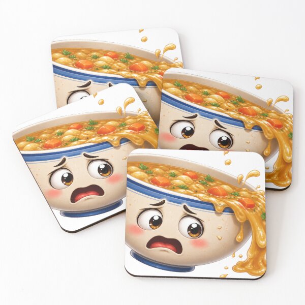 Item preview, Worried Soup Bowl Cartoon Character Spilling Over designed and sold by jgvisualarts.