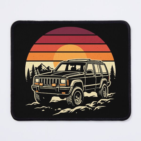 Item preview, Cherokee XJ lifted Circle Retro Sunset Black 4X4 - Off-Road Adventure designed and sold by Off-Road-Zone.