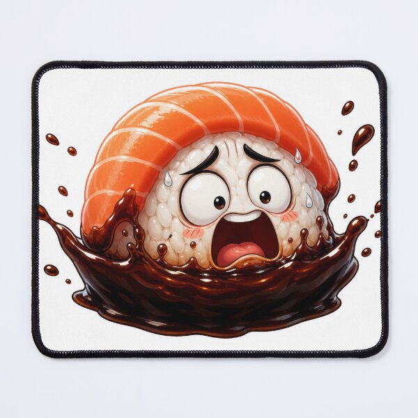 Item preview, Terrified Sushi Nigiri Cartoon Character Drowning in Soy Sauce designed and sold by jgvisualarts.
