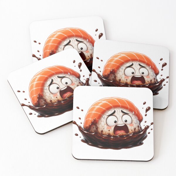 Item preview, Terrified Sushi Nigiri Cartoon Character Drowning in Soy Sauce designed and sold by jgvisualarts.