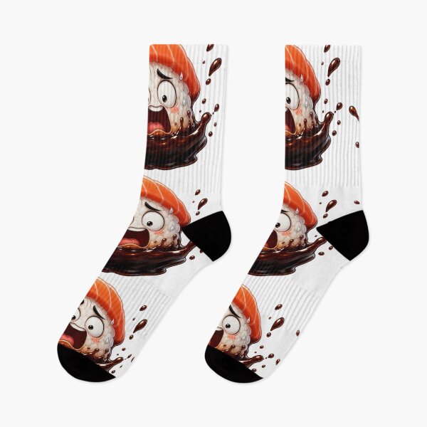 Item preview, Terrified Sushi Nigiri Cartoon Character Drowning in Soy Sauce designed and sold by jgvisualarts.