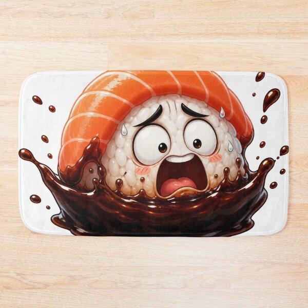 Item preview, Terrified Sushi Nigiri Cartoon Character Drowning in Soy Sauce designed and sold by jgvisualarts.