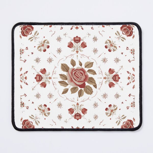 Item preview, Vintage Rose Medallion Pattern on Black Background | Victorian Botanical Floral Art designed and sold by Joyfulfabric.