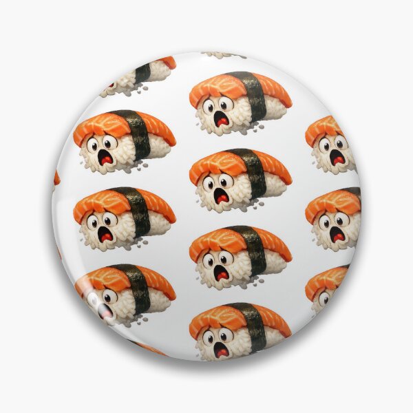 Item preview, Horrified Salmon Nigiri Sushi Cartoon Character Slipping Apart designed and sold by jgvisualarts.