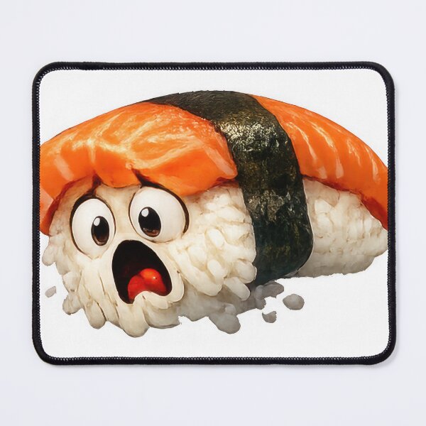 Item preview, Horrified Salmon Nigiri Sushi Cartoon Character Slipping Apart designed and sold by jgvisualarts.