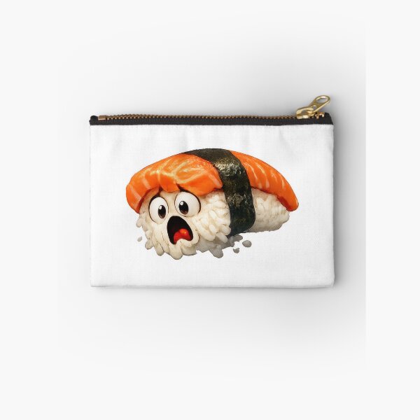 Item preview, Horrified Salmon Nigiri Sushi Cartoon Character Slipping Apart designed and sold by jgvisualarts.