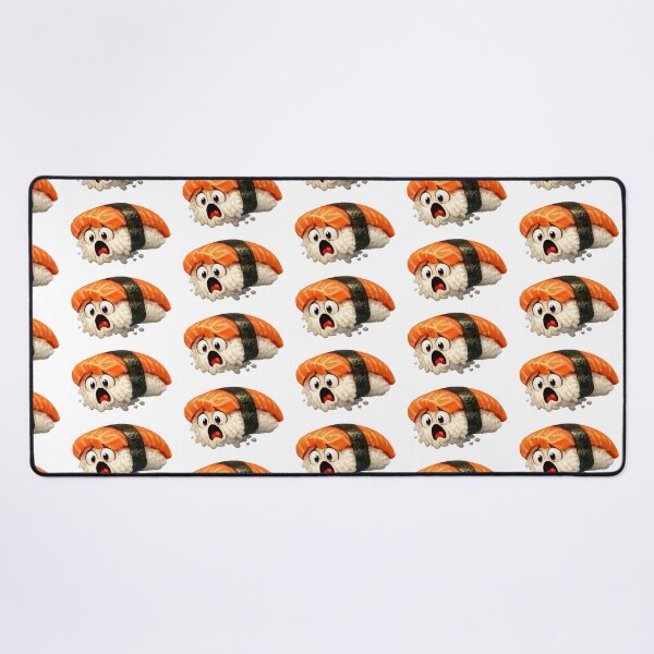 Item preview, Horrified Salmon Nigiri Sushi Cartoon Character Slipping Apart designed and sold by jgvisualarts.