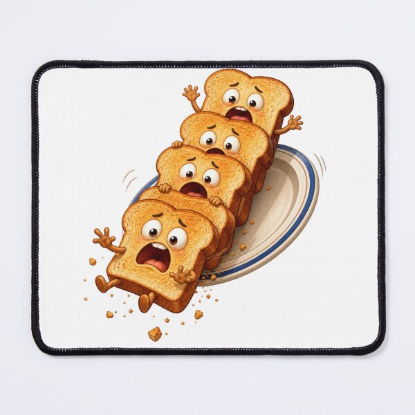Item preview, Panicked Toast Stack Cartoon Characters Sliding Off Plate designed and sold by jgvisualarts.
