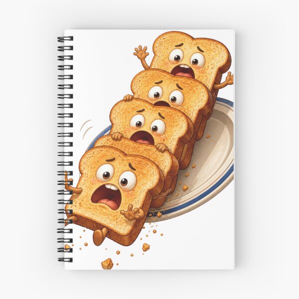 Item preview, Panicked Toast Stack Cartoon Characters Sliding Off Plate designed and sold by jgvisualarts.