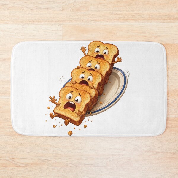 Item preview, Panicked Toast Stack Cartoon Characters Sliding Off Plate designed and sold by jgvisualarts.
