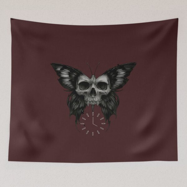Item preview, Memento Mori Skull Butterfly Now Clock - Dark Surrealism Art designed and sold by Horizon Prime.