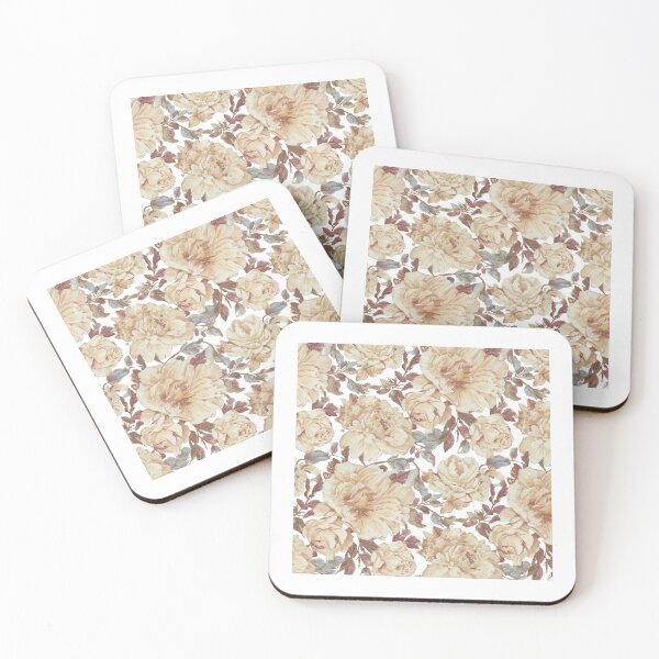 Item preview, Vintage Ivory Rose Floral Pattern on Black Background | Elegant Botanical Coquette Art designed and sold by Joyfulfabric.