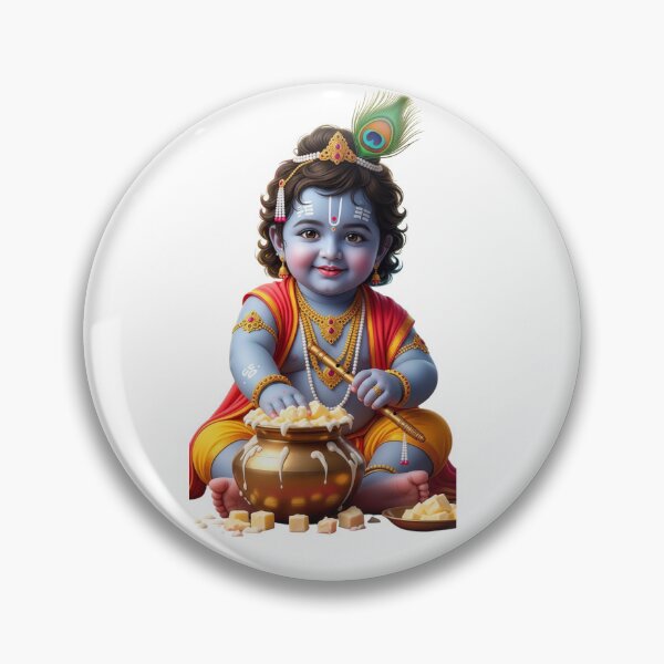 Item preview, Cute Bal Krishna Makhan Chor Art designed and sold by Sticker_Verse_Studio.