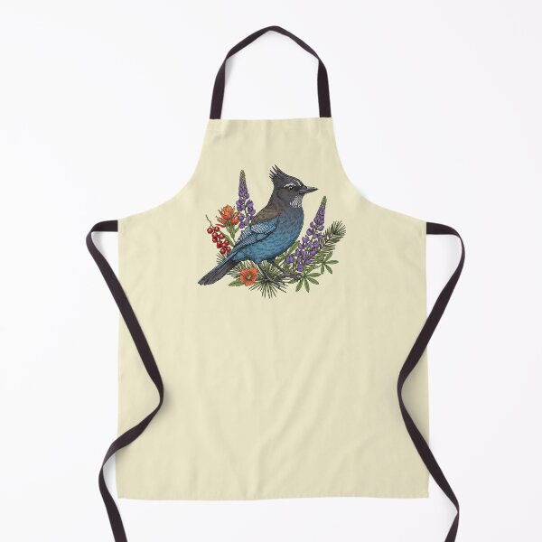 Item preview, Stellers Jay Wildflower Botanical Bird Illustration designed and sold by BirdsnStuff.