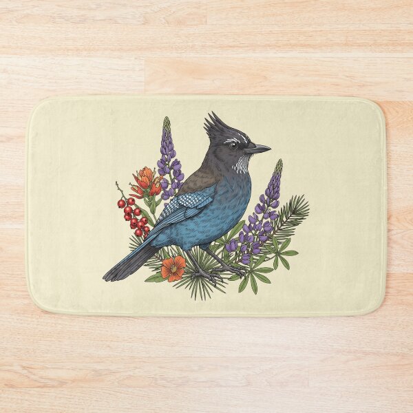 Item preview, Stellers Jay Wildflower Botanical Bird Illustration  designed and sold by BirdsnStuff.