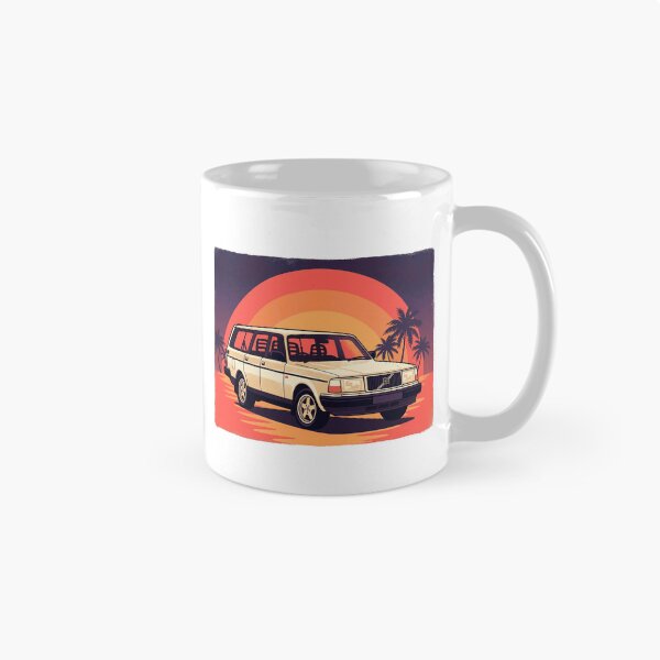 Artikelvorschau, 240 Wagon Retro Sunset - Vintage Synthwave Beach Car Graphic entworfen und verkauft von Off-Road-Zone.