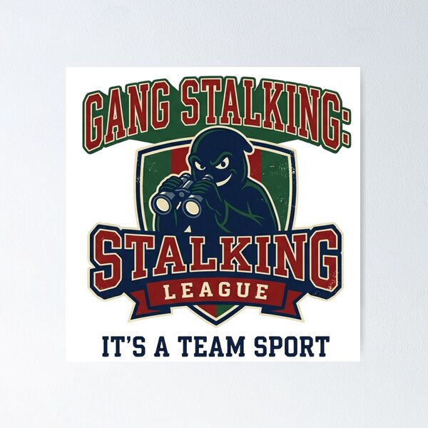 Item preview, Gang Stalking League Vintage Sports Parody Design | Conspiracy Meme Retro Mascot Art designed and sold by Rebel Fusion.