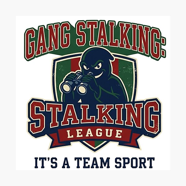 Item preview, Gang Stalking League Vintage Sports Parody Design | Conspiracy Meme Retro Mascot Art designed and sold by Rebel Fusion.