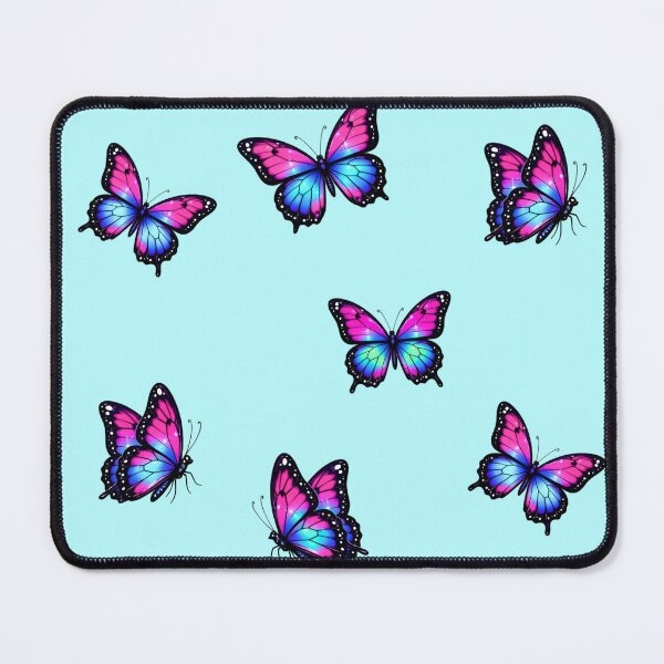 Item preview, Five Neon Butterflies Hot Pink Purple Turquoise Gradient Monarch Style Flight Dynamic Angles designed and sold by Good Vibes .
