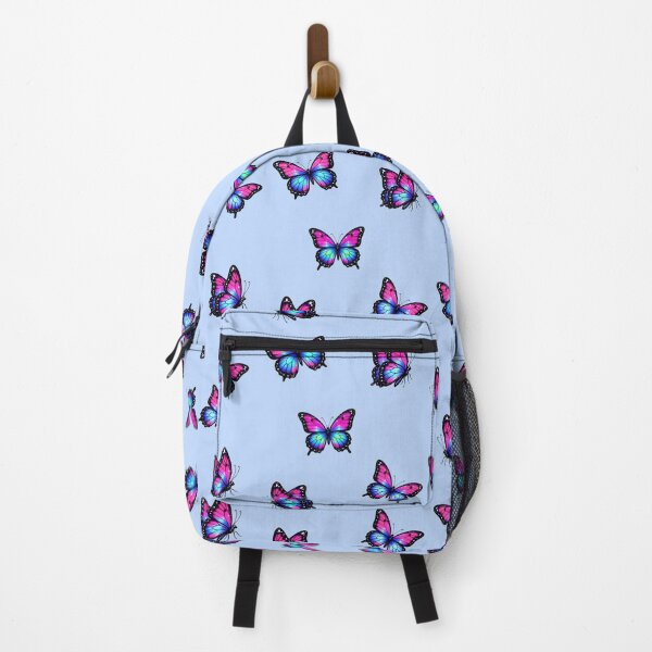 Item preview, Five Neon Butterflies Hot Pink Purple Turquoise Gradient Monarch Style Flight Dynamic Angles designed and sold by Good Vibes .