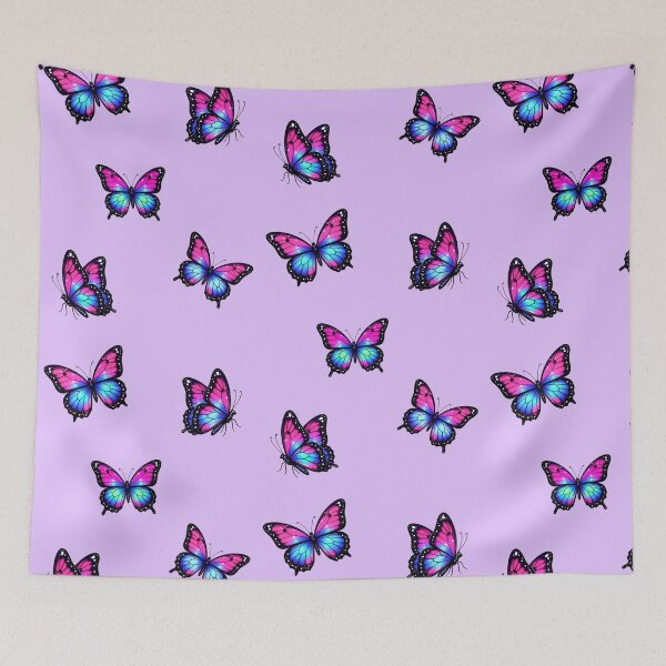 Item preview, Five Neon Butterflies Hot Pink Purple Turquoise Gradient Monarch Style Flight Dynamic Angles designed and sold by Good Vibes .