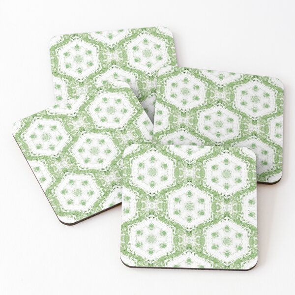 Item preview, Boho Hexagon Mandala Pattern in Green and White designed and sold by Artistestella.