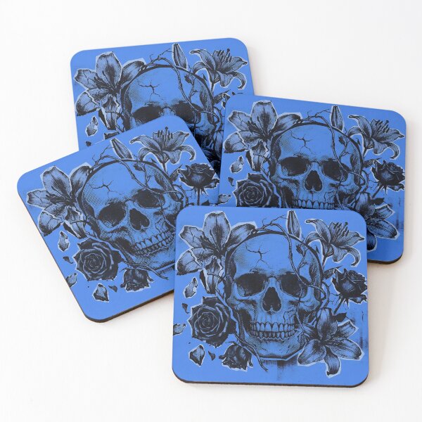 Item preview, Blue bloom skull designed and sold by BlueBerry45.