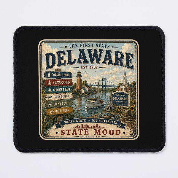 Item preview, Delaware The First State Vintage Coastal Lighthouse Design designed and sold by StateMoodDesigns.