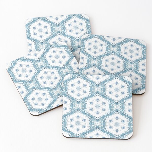 Item preview, Boho Hexagon Mandala Pattern in Blue and White designed and sold by Artistestella.