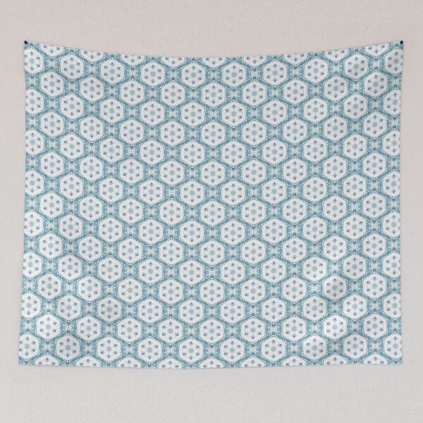 Item preview, Boho Hexagon Mandala Pattern in Blue and White designed and sold by Artistestella.